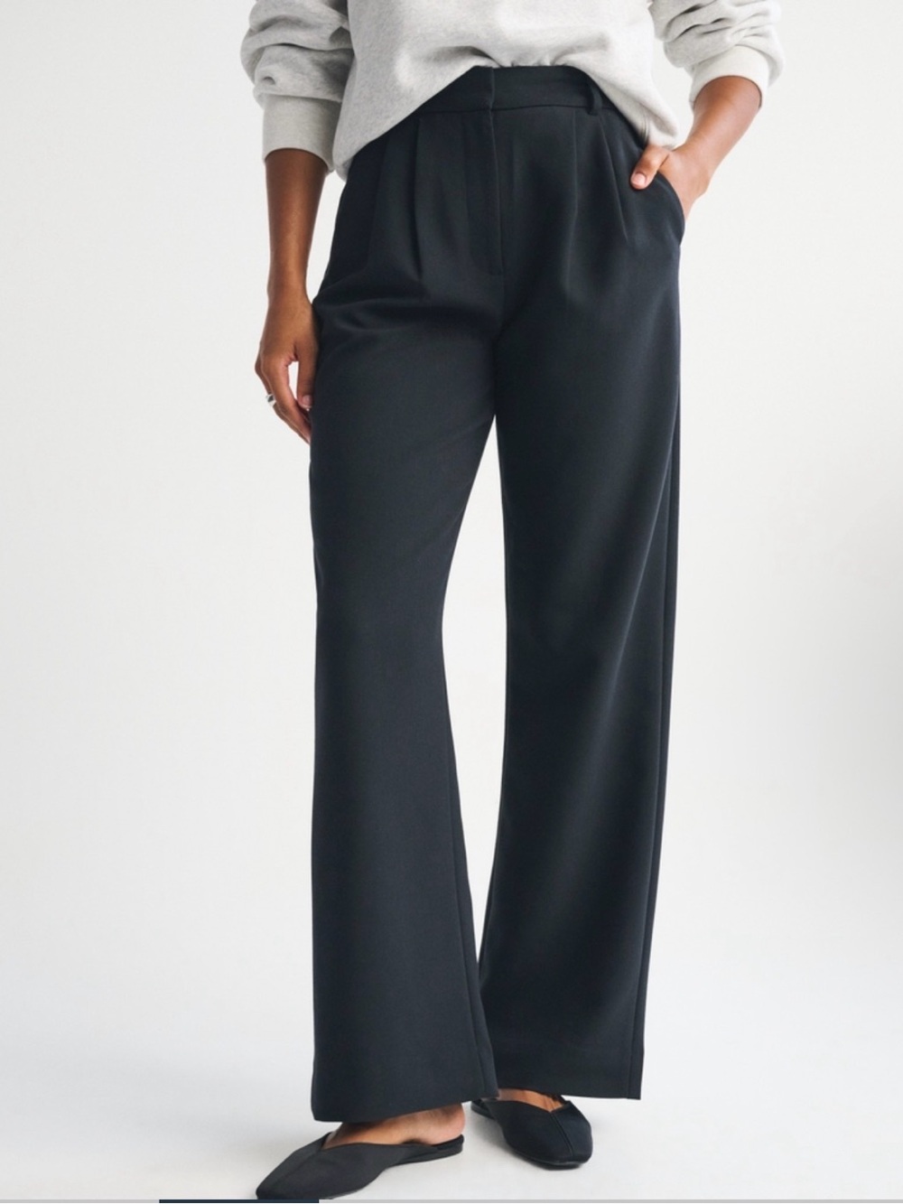 Abercrombie & Fitch Black High-Rise Wide Leg Pants